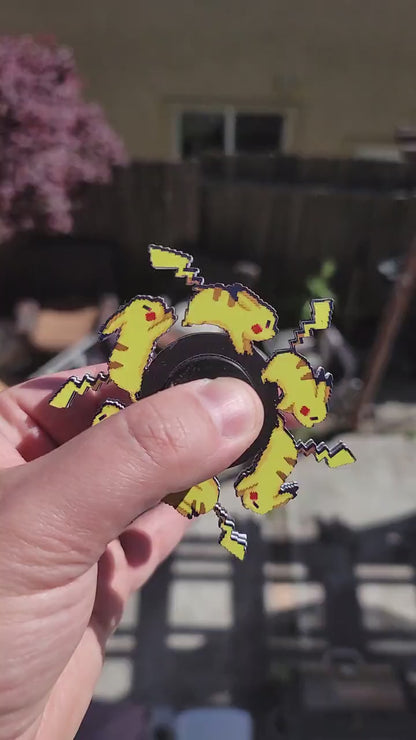 Laser Cut Pika Pika Animated Spinner (Please Read Description Before Buying/ Phone or Tablet Required to View Animation)