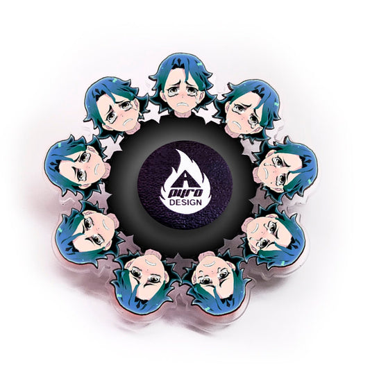 Anime Crying Eyes w/ Teal Hair *Please Read Info Before Purchase/ Phone, Tablet or Handheld Spinner Viewer Required to View Animation*